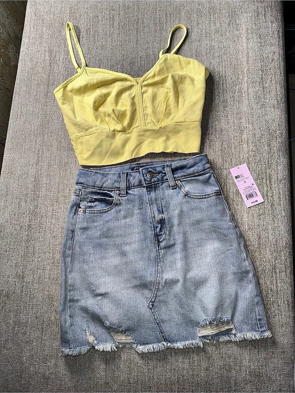 Wild Fable denim Skirt 0 & Sienna Sky Yellow top Small NWT